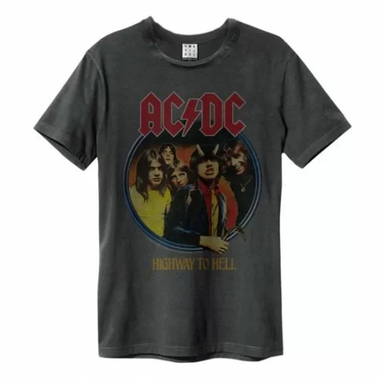 AC DC Highway To Hell Amplified Vintage Charcoal T Shirt Medium